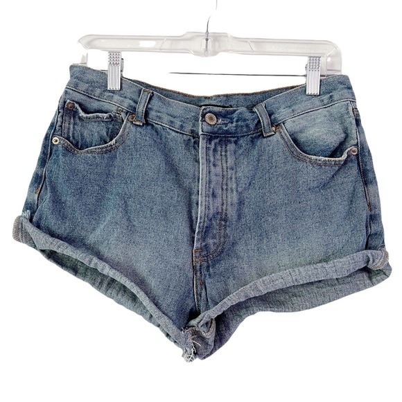 Brandy Melville Button Front Cuffed Denim High Rise Jean Shorts Womens size 6/28 - Picture 1 of 6